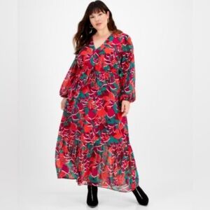 NWT 3X BAR III Shadow Shine woman polyester colorful floral maxi abstract dress